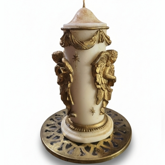Ornate Gold and Cream Angel Candle And Bass Holder - Picture 4 of 6
